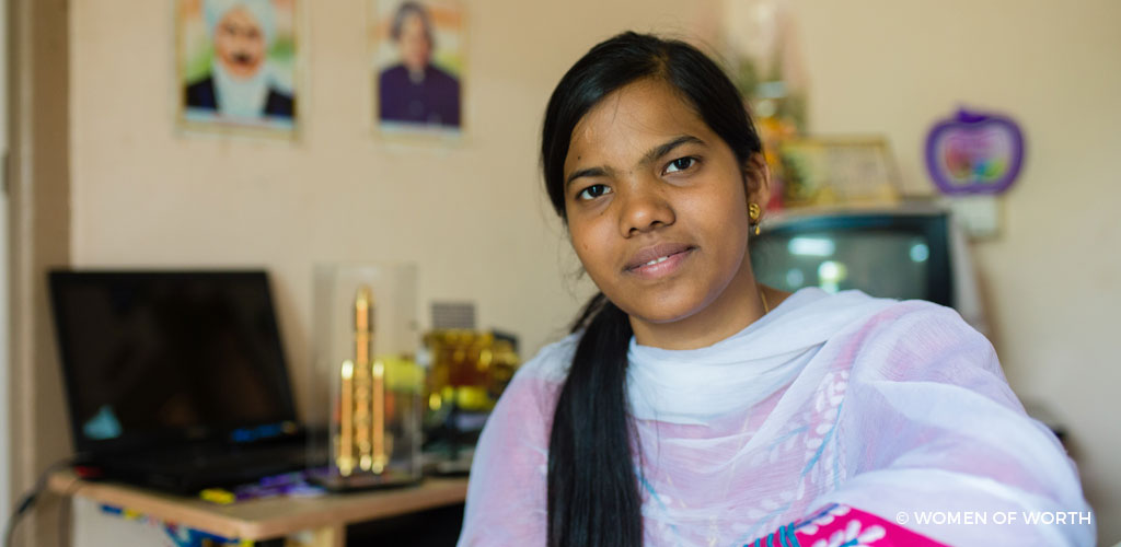 Udhaya Keerthika smiling at camera