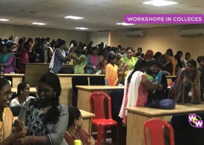 Students of a Girl's College during at activity at a WOW workshop